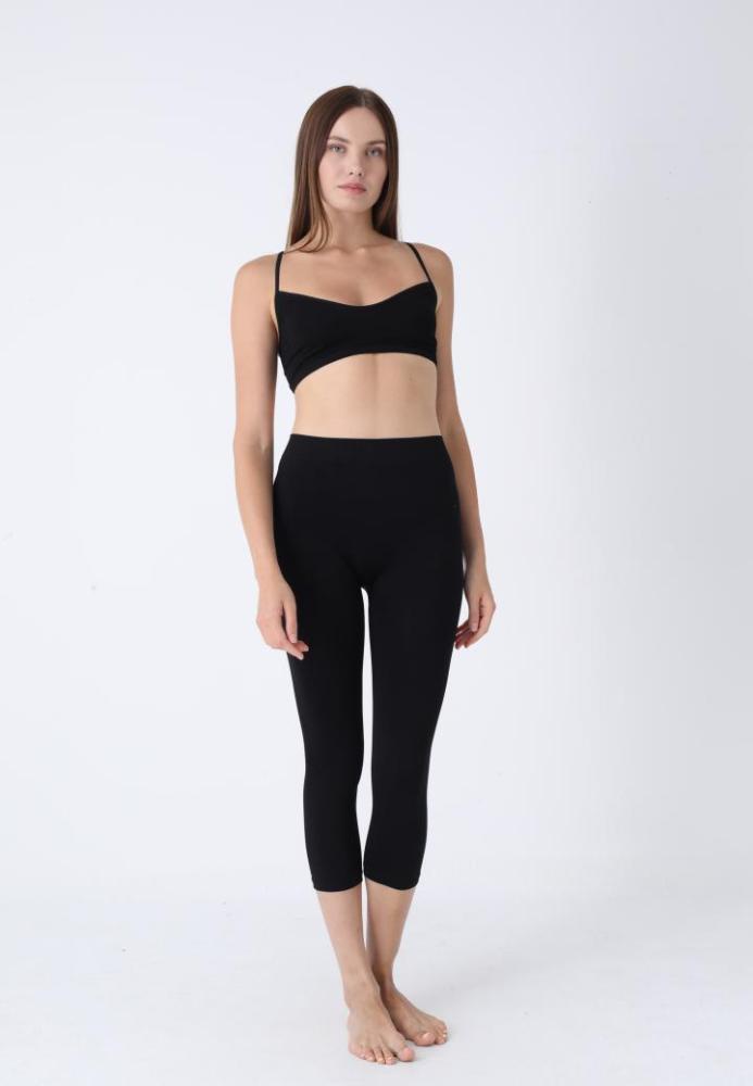 Colanți 3/4 Damă cu Talie înaltă ,Material Opac, Elastic,Culoare Negru, Engros